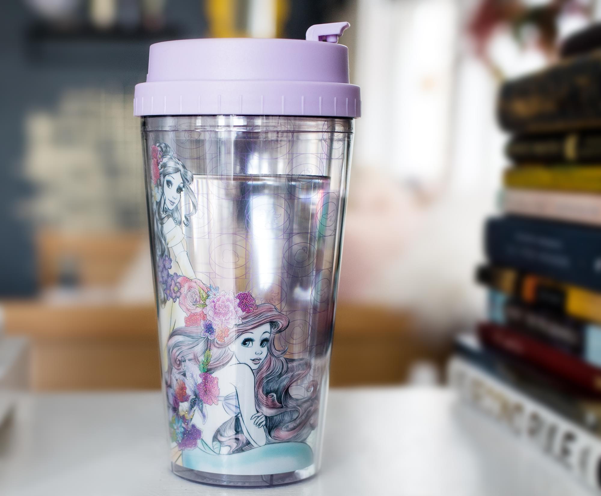 Disney Princesses Double-Walled Plastic Tumbler With Lid | Holds 16 Ounces