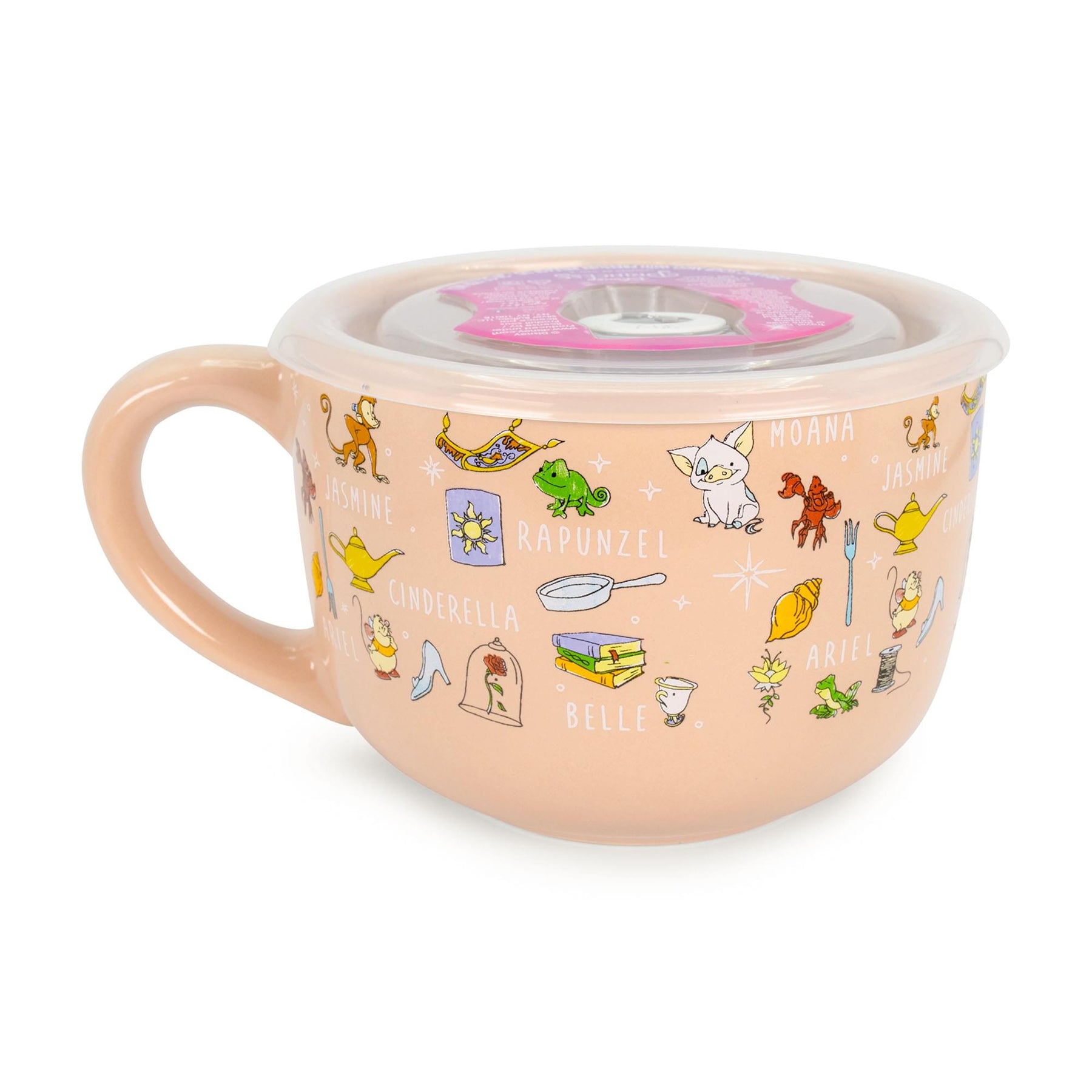 Disney Princess Ceramic Soup Mug with Vented Lid | Holds 24 Ounces