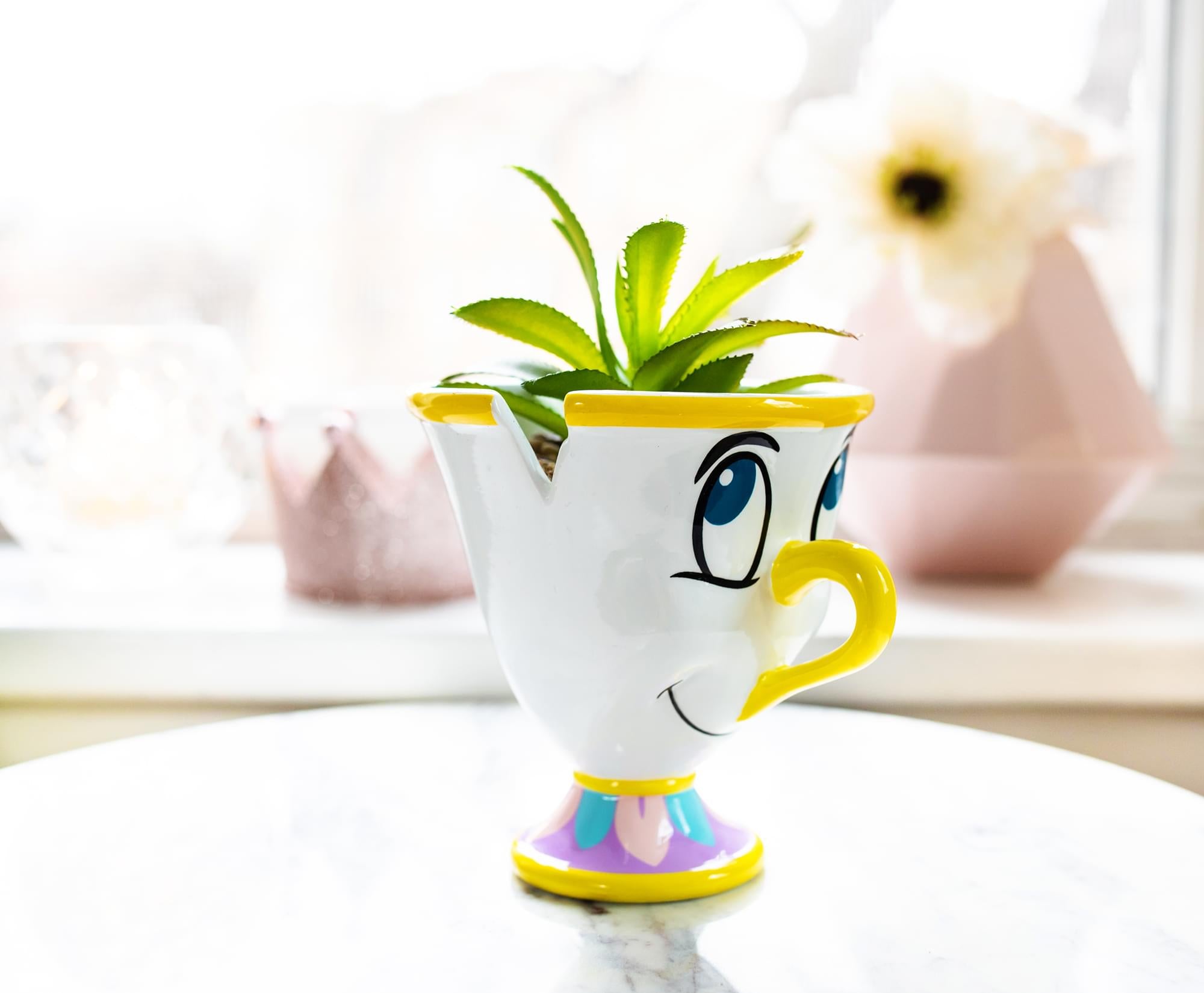 Disney Beauty and the Beast Chip 3-Inch Mini Planter with Artificial Succulent