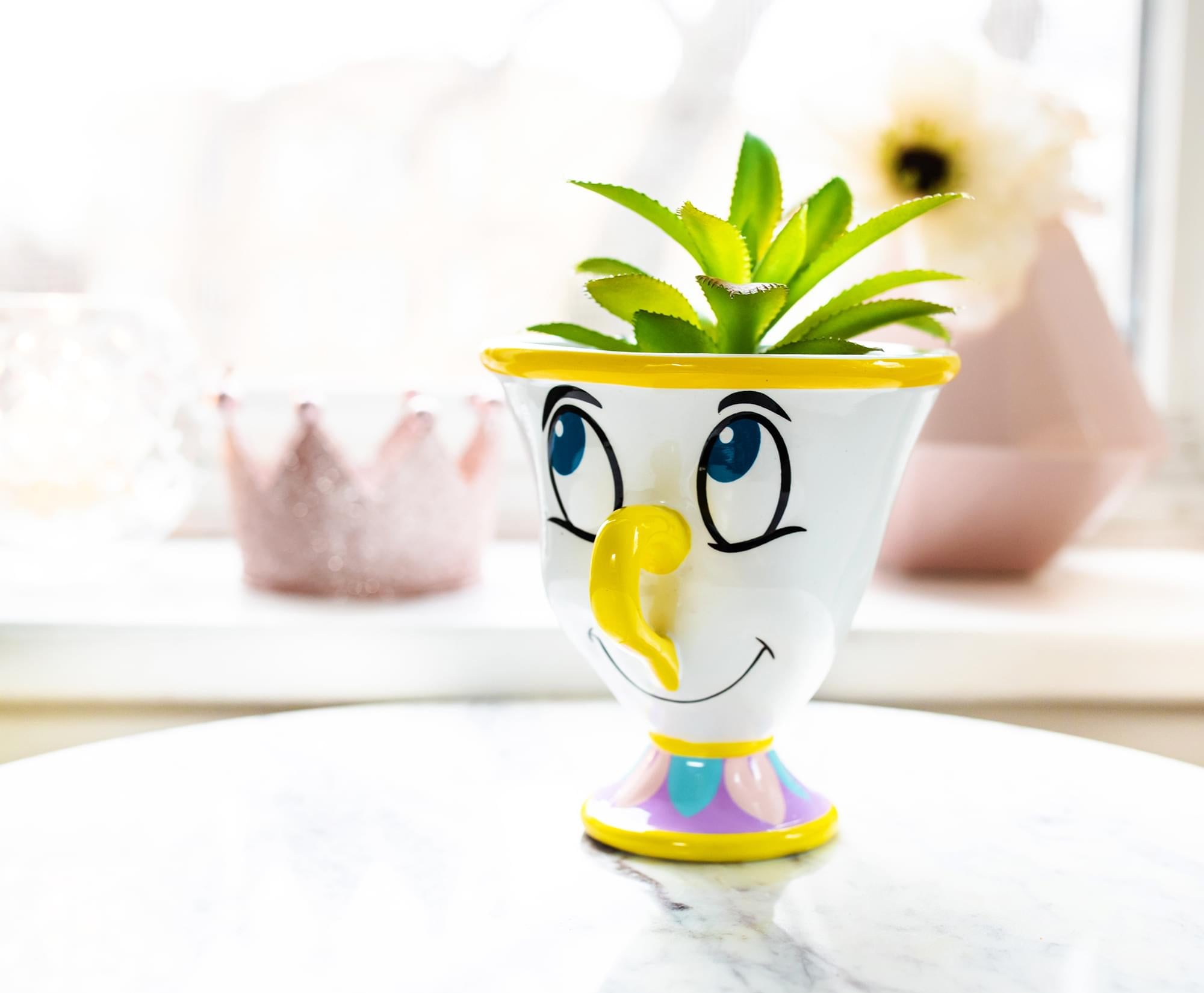 Disney Beauty and the Beast Chip 3-Inch Mini Planter with Artificial Succulent