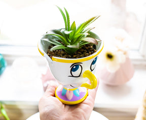 Disney Beauty and the Beast Chip 3-Inch Mini Planter with Artificial Succulent