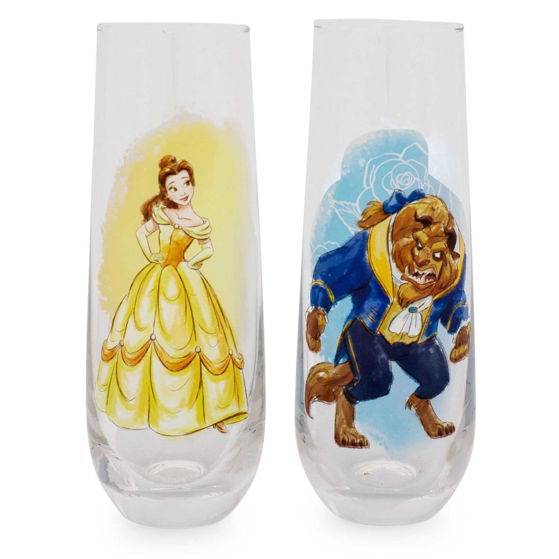 Disney Beauty and the Beast 9-Ounce Stemless Fluted Glassware | Set of 2