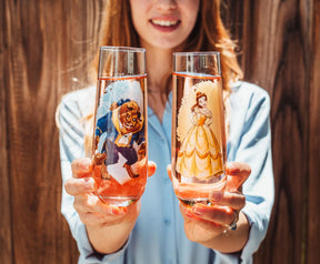 Disney Beauty and the Beast 9-Ounce Stemless Fluted Glassware | Set of 2