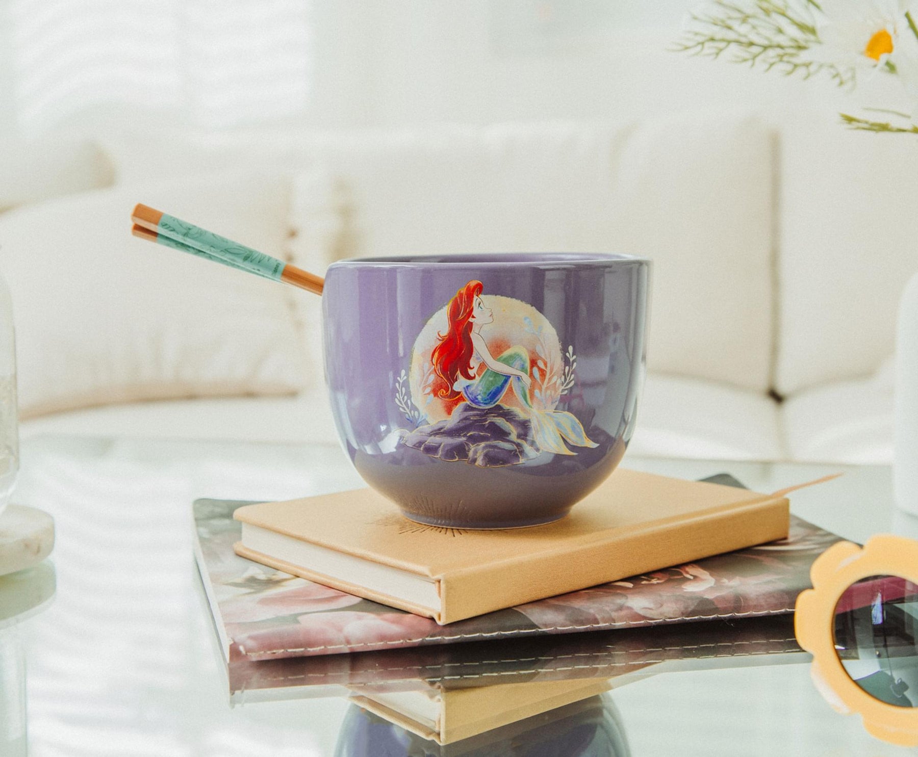 Disney The Little Mermaid Ariel 20-Ounce Ceramic Ramen Bowl and Chopstick Set
