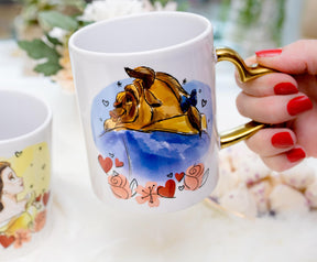 Disney Beauty and the Beast Sculpted Handle Mug Set | Each Holds 14 Ounces