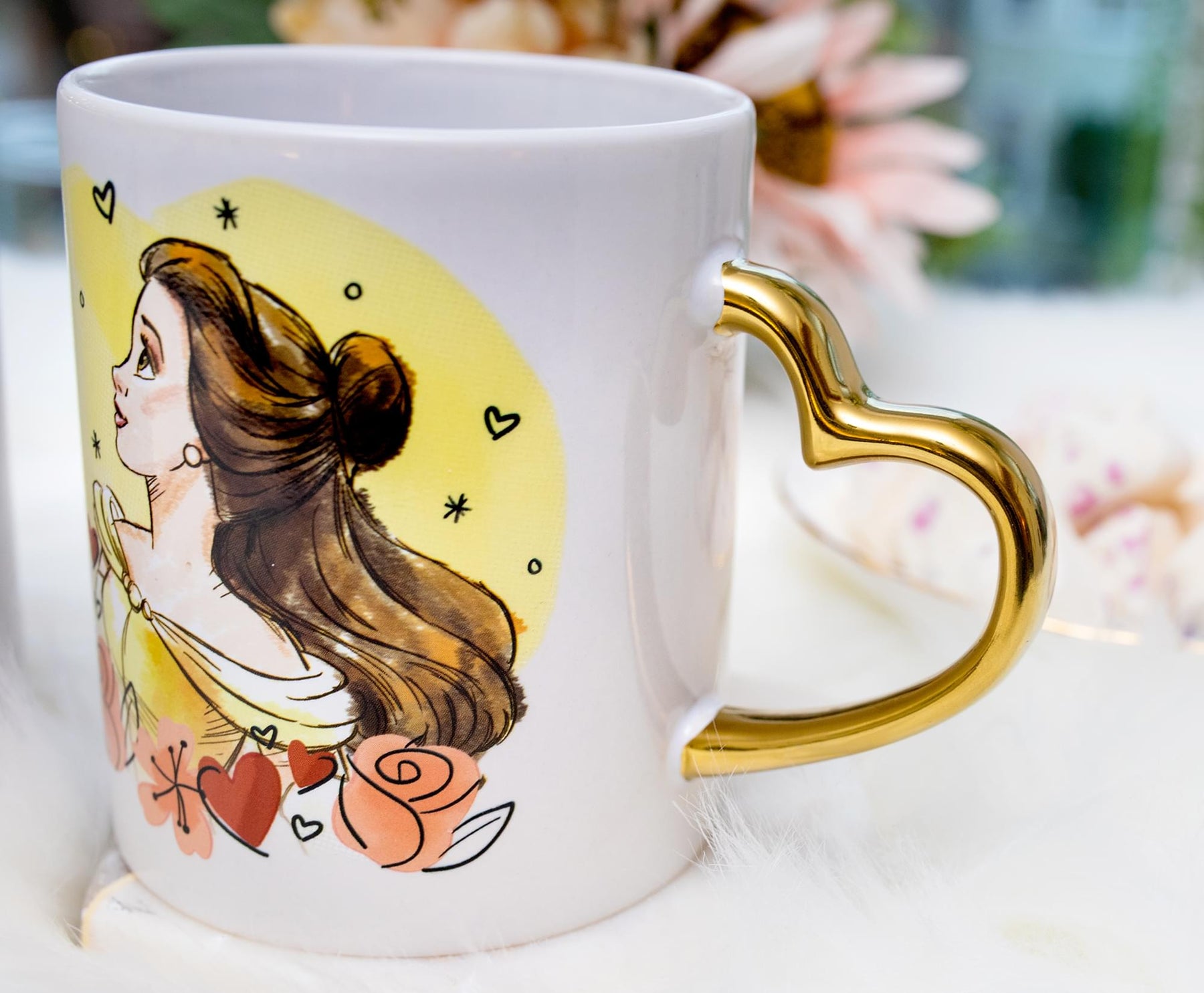 Disney Beauty and the Beast Sculpted Handle Mug Set | Each Holds 14 Ounces