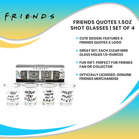 Friends Quotes 1.5oz Mini Glasses | Set of 4