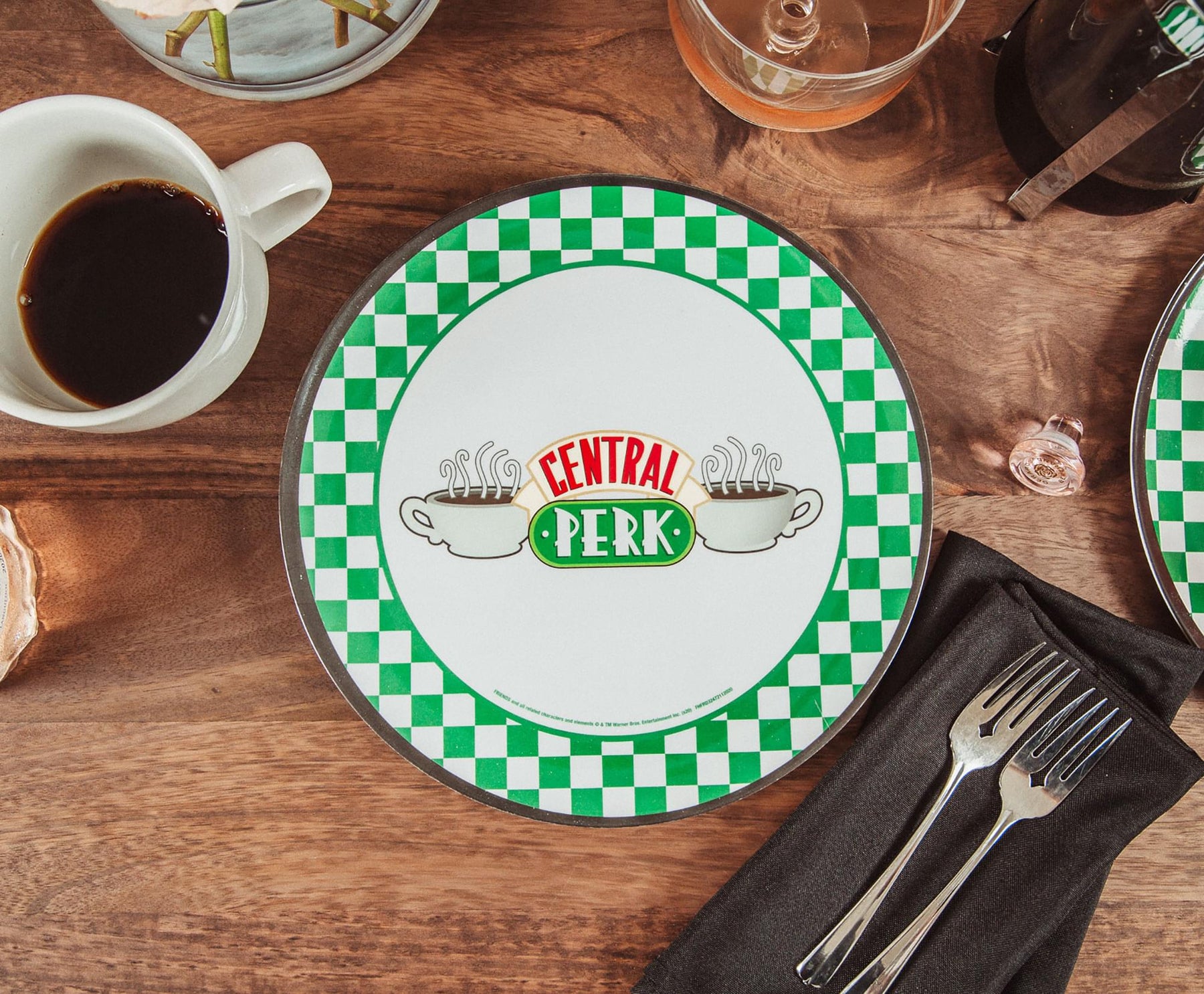 Friends Central Perk Checkerboard Logo 10-Inch Melamine Dinner Plates | Set of 4