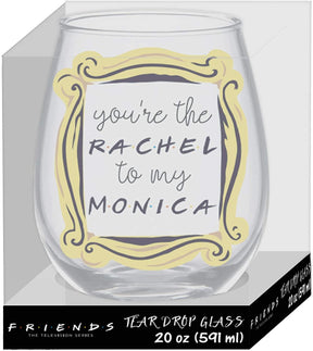 Friends "You're The Rachel To My Monica" Stemless Wine Glass | Holds 20 Ounces