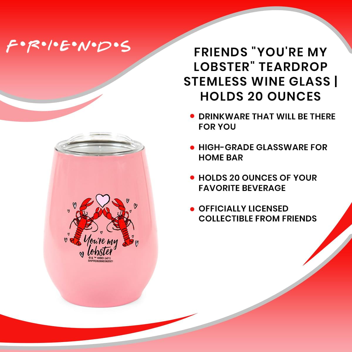 Friends "You're My Lobster" Stainless Steel Tumbler with Lid | Holds 10 Ounces