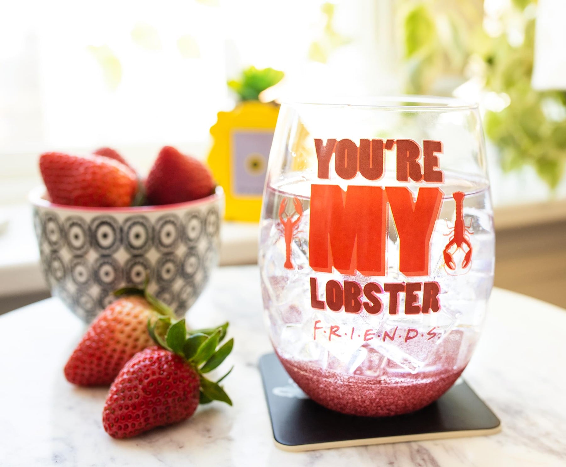 Friends "You're My Lobster" Teardrop Stemless Wine Glass | Holds 20 Ounces