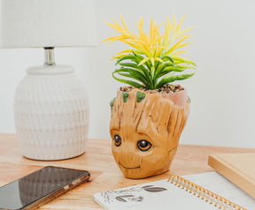 Marvel Guardians of the Galaxy Groot 4.8 x 4.25 x 7.6 Inch Ceramic Planter w/ Artificial Plant