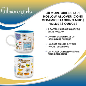 Gilmore Girls Stars Hollow Allover Icons Ceramic Stacking Mug | Holds 13 Ounces