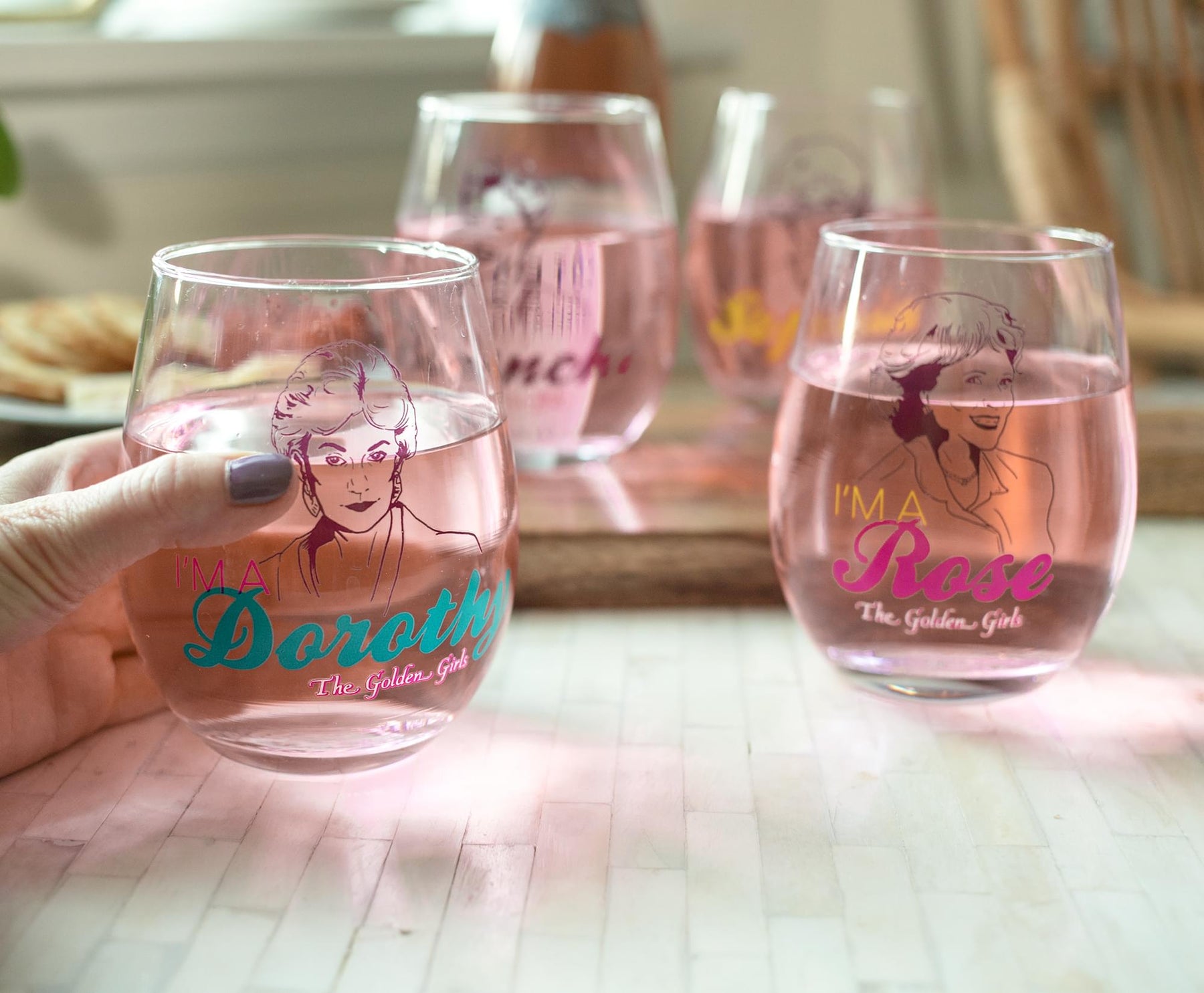 The Golden Girls Stemless Wine Glass Collectible Set of 4 | Each Holds 20 Ounces