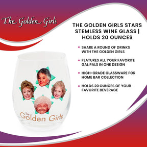 The Golden Girls Stars Stemless Wine Glass | Holds 20 Ounces