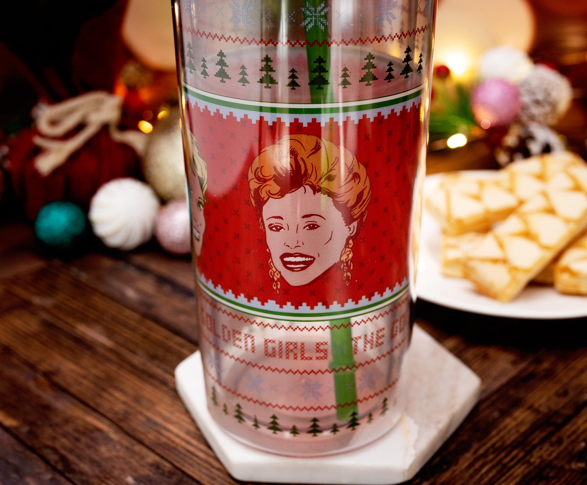 The Golden Girls Holiday Sweater Carnival Cup With Lid and Straw