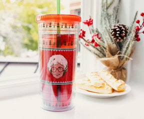The Golden Girls Holiday Sweater Carnival Cup With Lid and Straw