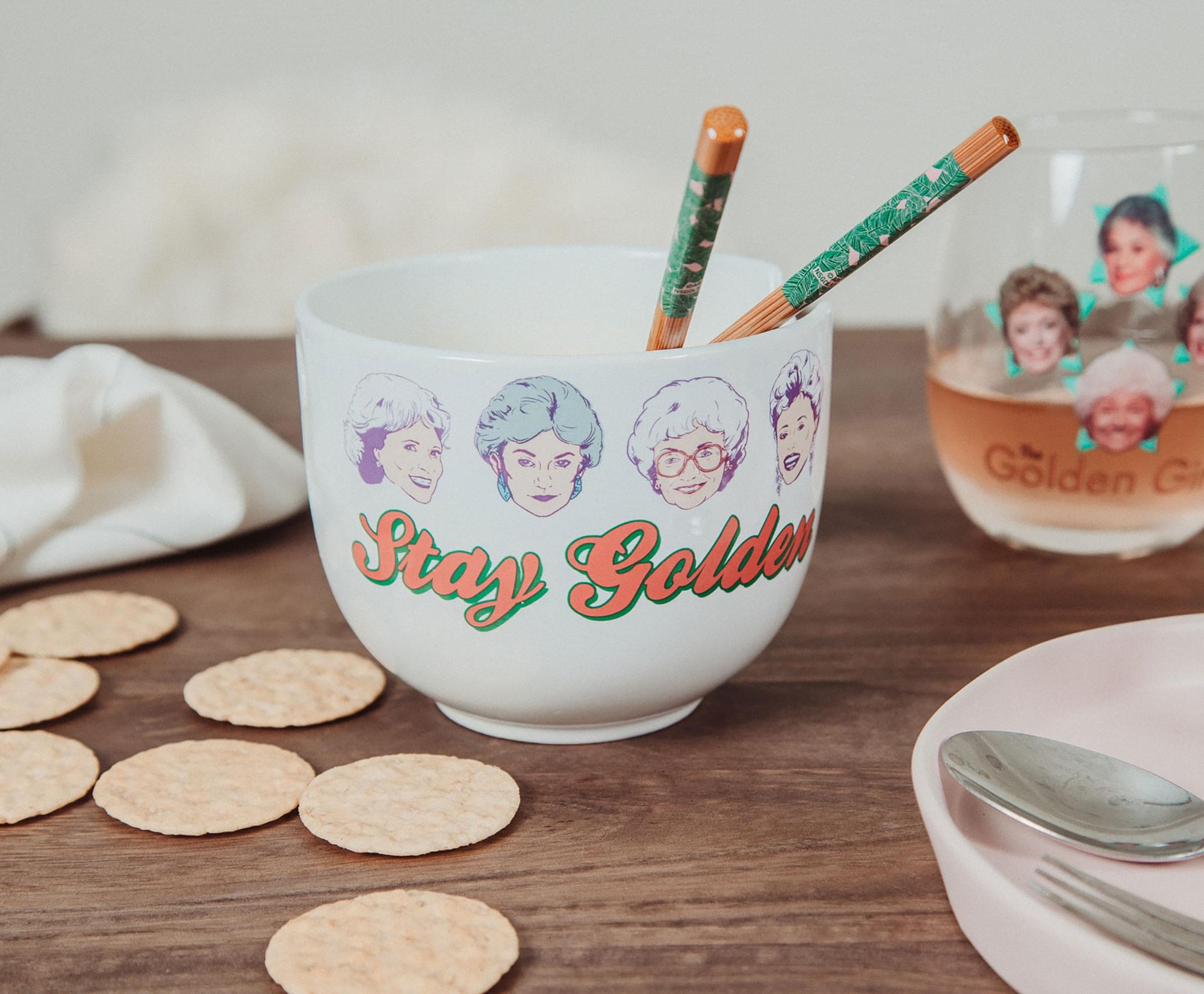 The Golden Girls "Stay Golden" 20-Ounce Ceramic Ramen Bowl and Chopstick Set