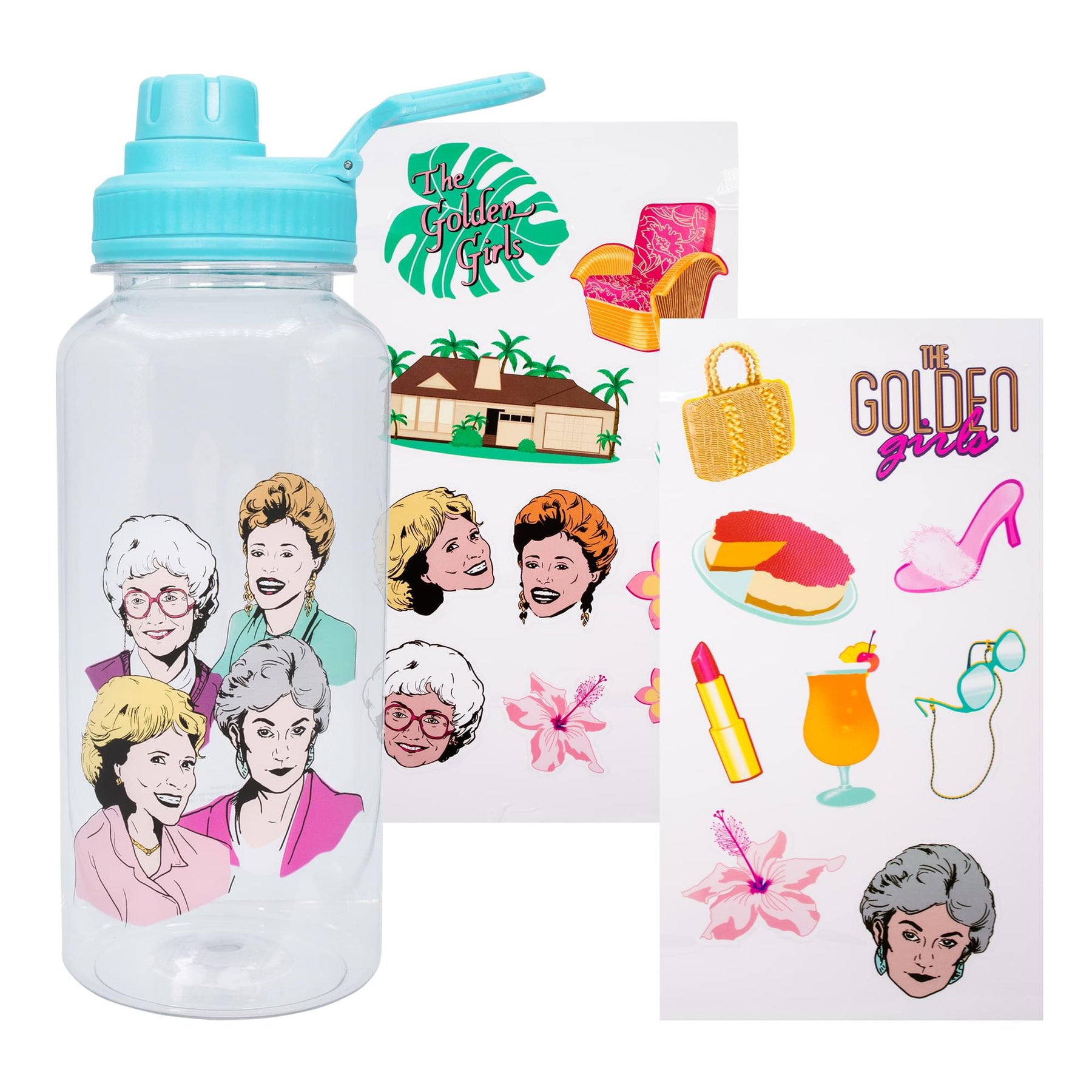 The Golden Girls 32-Ounce Twist Spout Water Bottle And Sticker Set