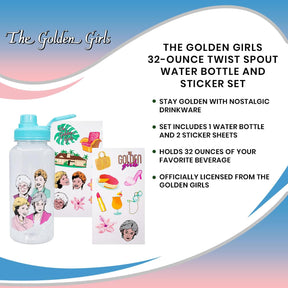 The Golden Girls 32-Ounce Twist Spout Water Bottle And Sticker Set