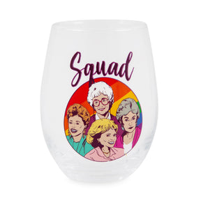 The Golden Girls Rainbow "Squad" Teardrop Stemless Wine Glass | Holds 20 Ounces