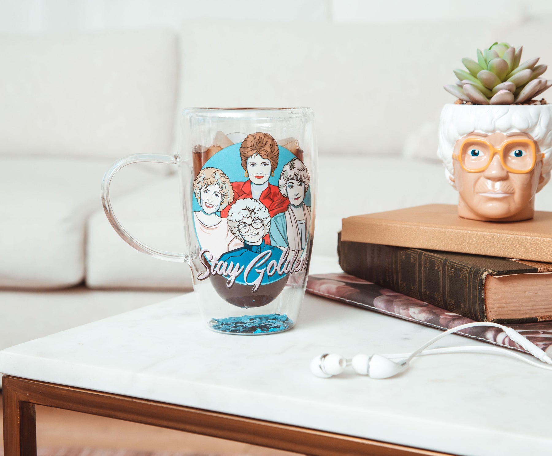 The Golden Girls "Stay Golden" Double-Walled Glass Mug | Holds 15 Ounces