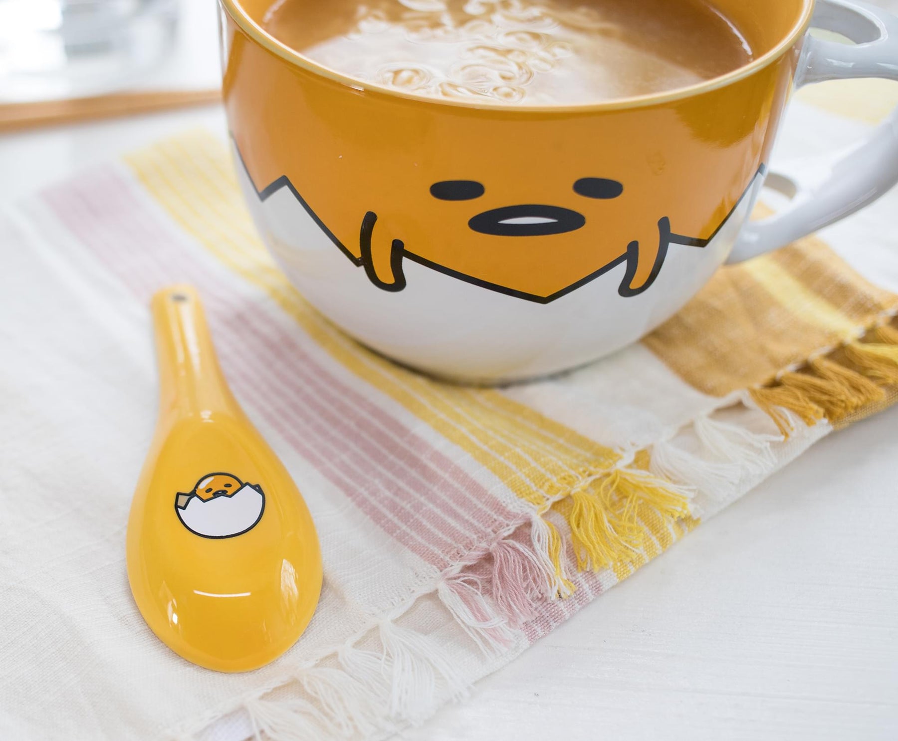 Sanrio Gudetama Ceramic Soup Mug With Spoon | Holds 24 Ounces