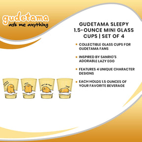 Gudetama Sleepy 1.5-Ounce Mini Glass Cups | Set Of 4