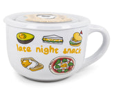 Sanrio Gudetama "Late Night Snack" Ceramic Soup Mug With Vented Lid | 24 Ounces