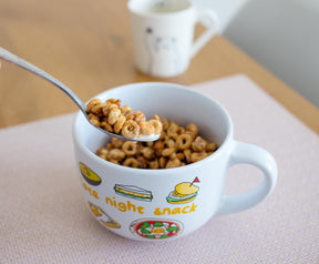 Sanrio Gudetama "Late Night Snack" Ceramic Soup Mug With Vented Lid | 24 Ounces