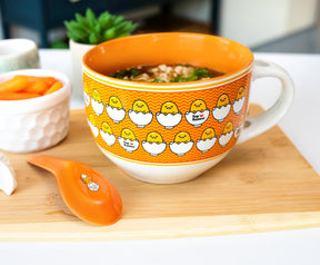 Sanrio Gudetama x Nissin Top Ramen Ceramic Soup Mug with Spoon | Holds 24 Ounces