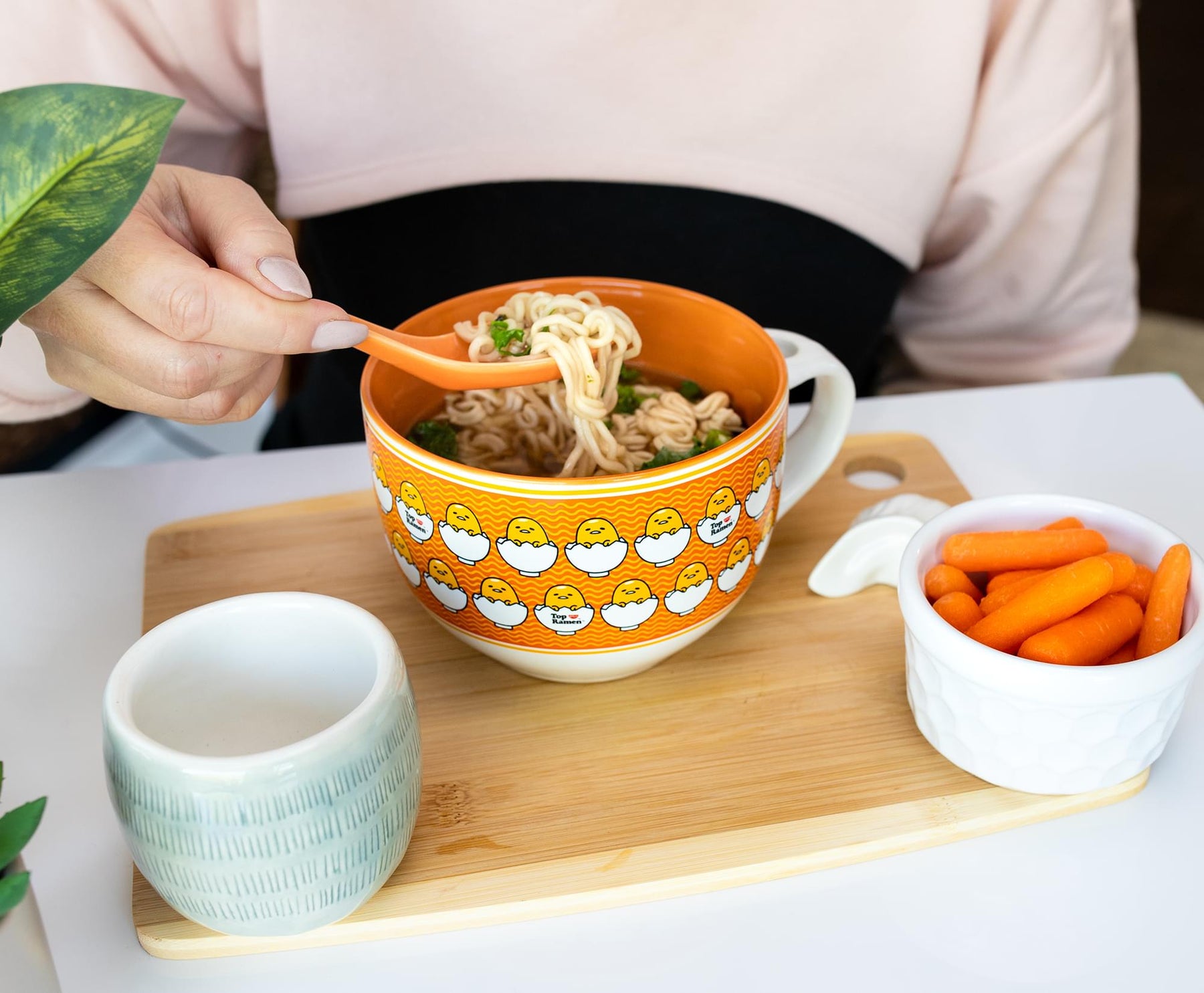 Sanrio Gudetama x Nissin Top Ramen Ceramic Soup Mug with Spoon | Holds 24 Ounces