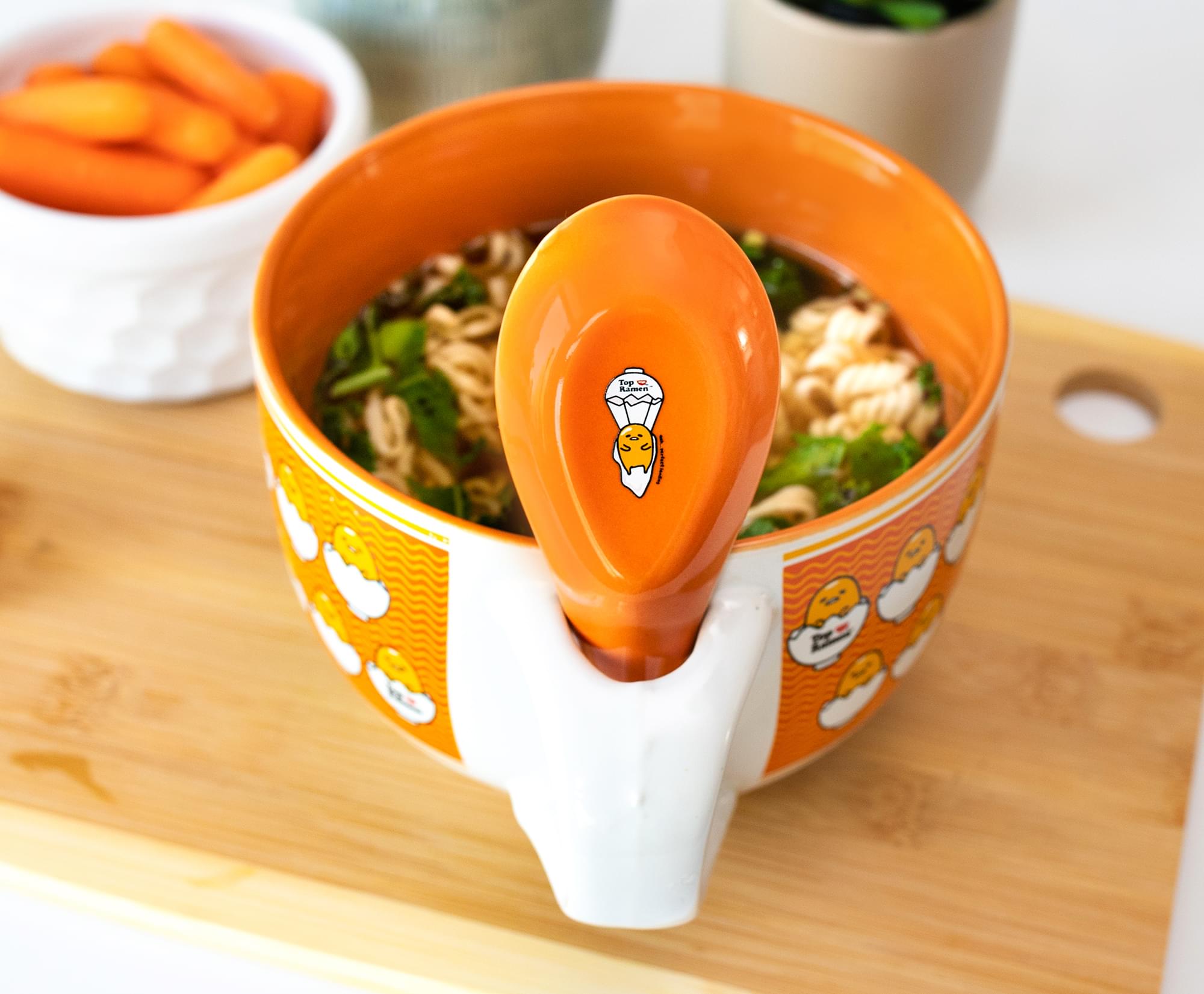 Sanrio Gudetama x Nissin Top Ramen Ceramic Soup Mug with Spoon | Holds 24 Ounces
