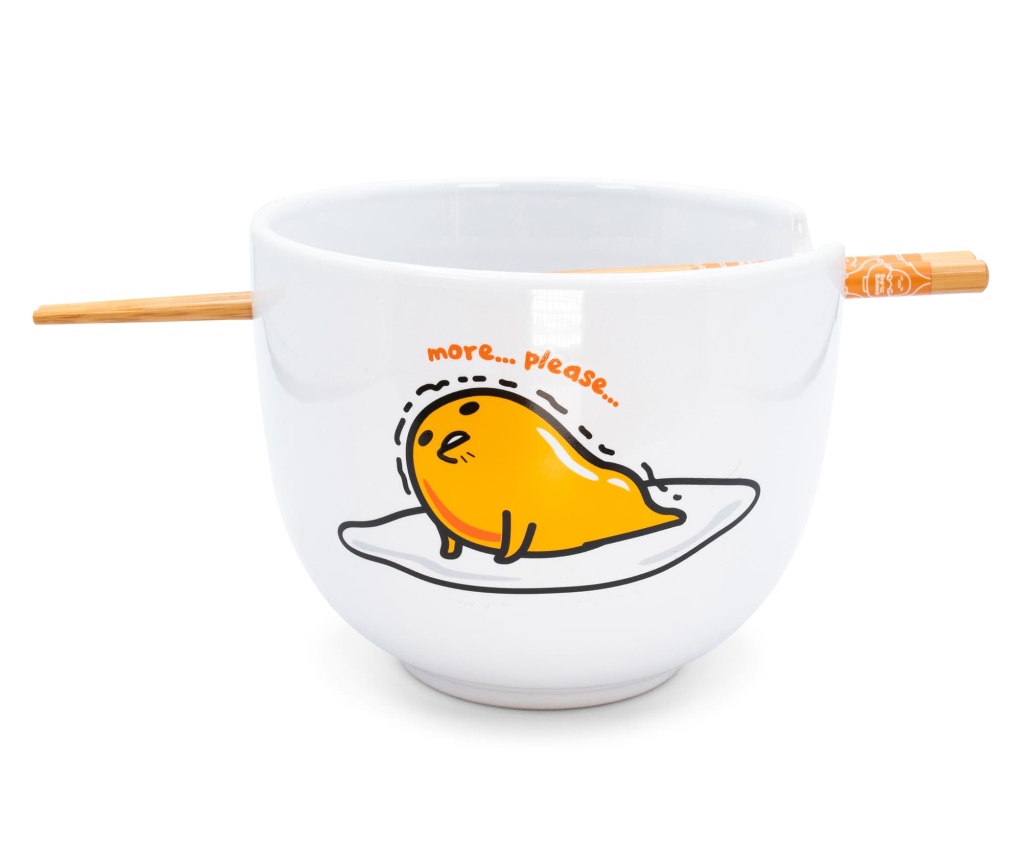 Sanrio Gudetama Top Ramen Japanese Dinner Set | 20-Ounce Ramen Bowl, Chopsticks
