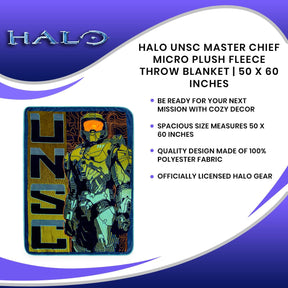 Halo UNSC Master Chief Micro Plush Fleece Throw Blanket | 50 x 60 Inches
