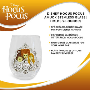 Disney Hocus Pocus Amuck Stemless Glass | Holds 20 Ounces