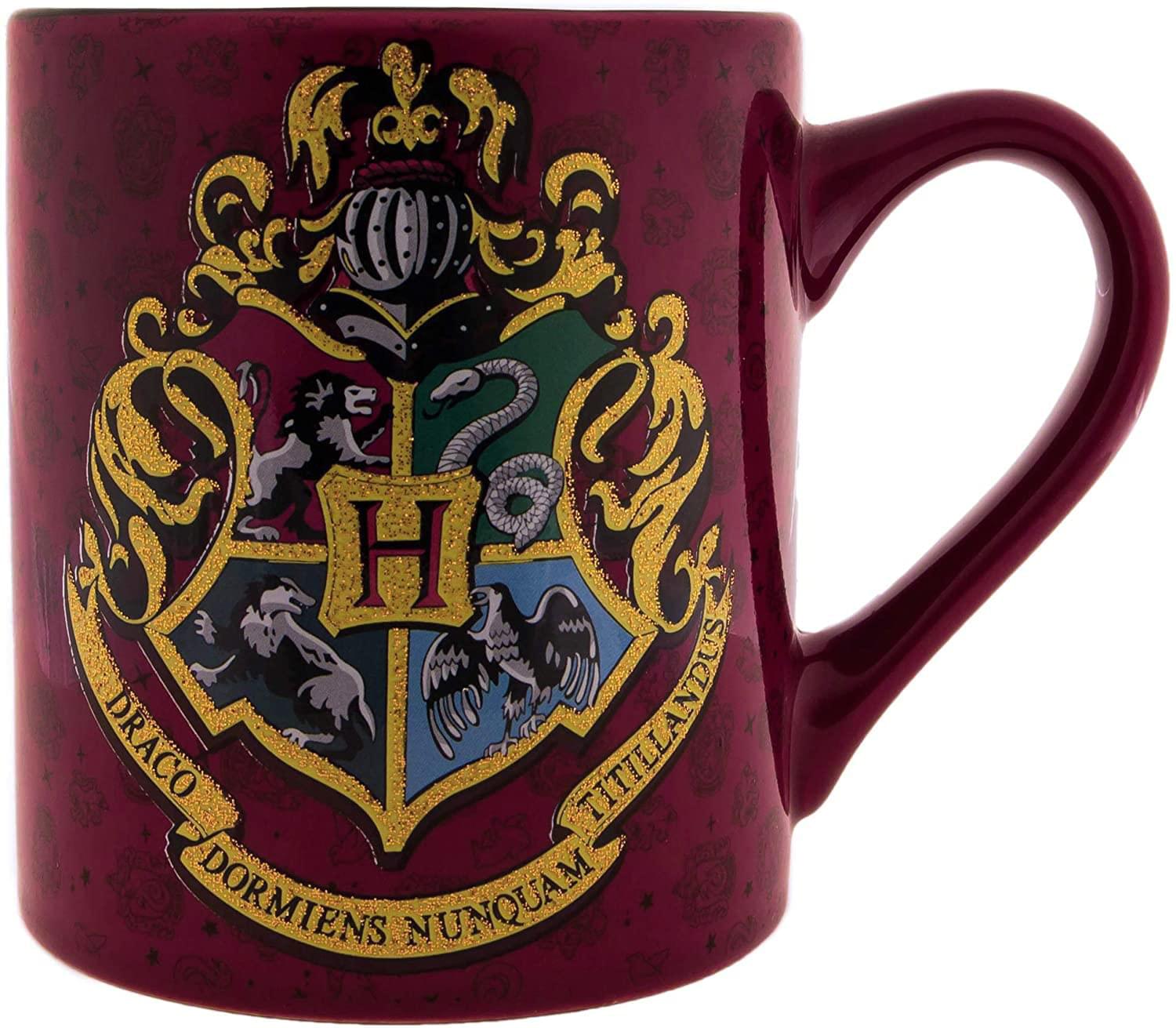 Harry Potter Hogwarts Glitter Crest Ceramic Mug | Holds 14 Ounces
