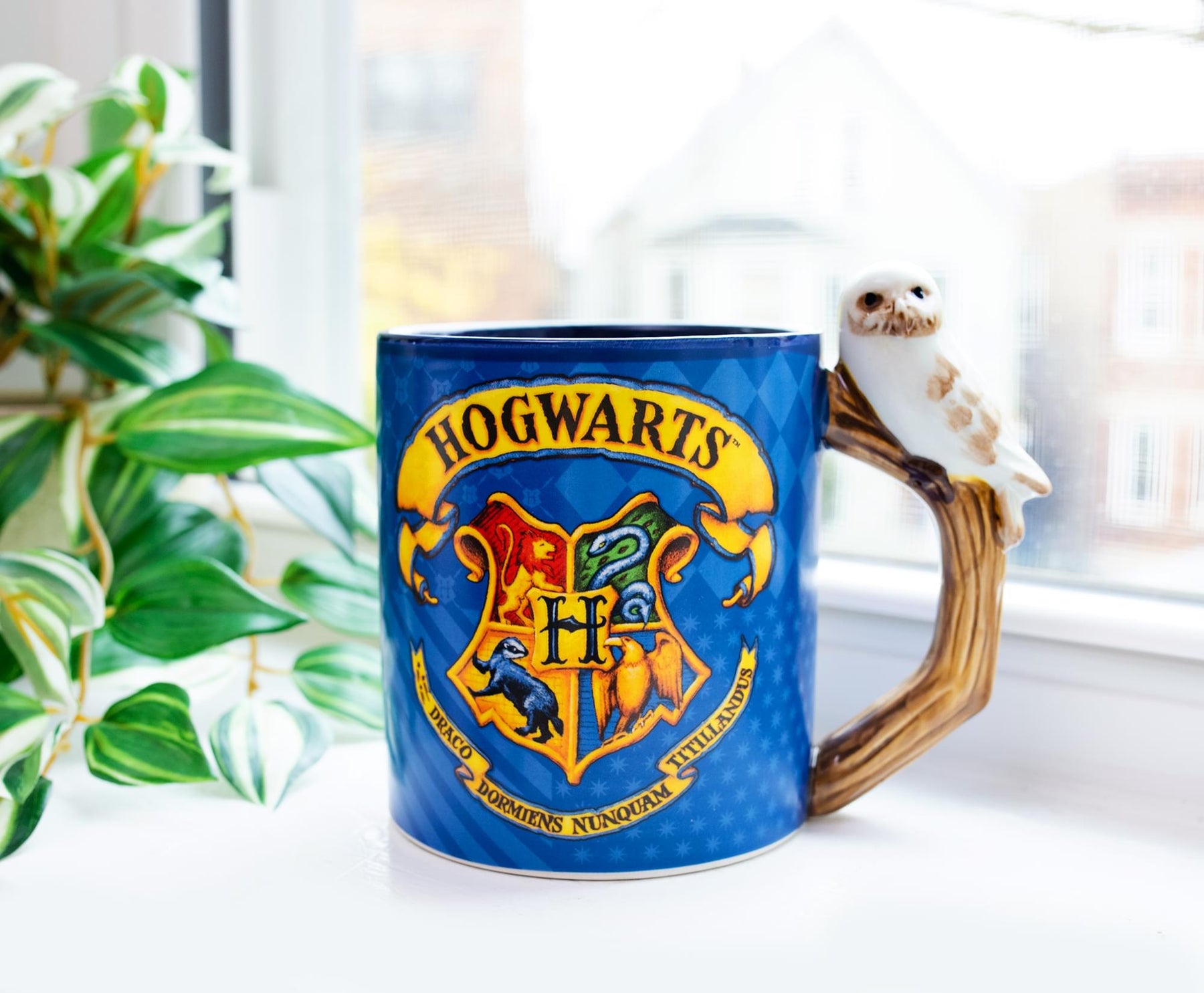 Harry Potter Hogwarts Crest Sculpted Handle Ceramic Mug | Holds 20 Ounces