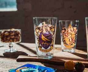 Harry Potter Hogwarts House Crests 16-Ounce Pint Glasses | Set of 4