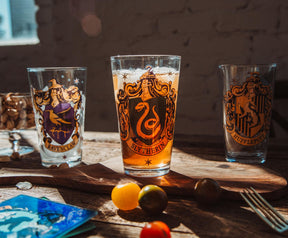 Harry Potter Hogwarts House Crests 16-Ounce Pint Glasses | Set of 4