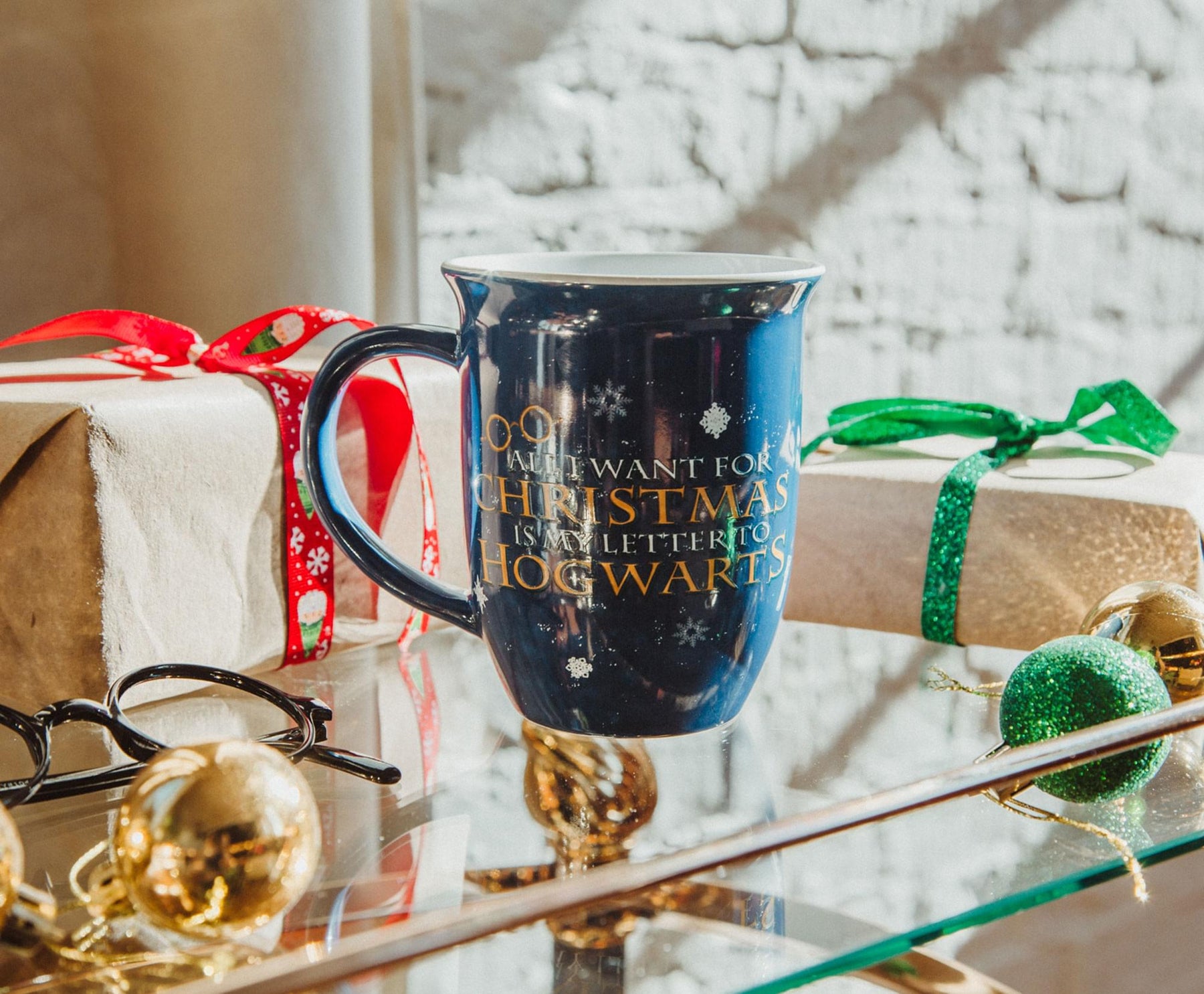 Harry Potter Hogwarts Christmas Wide Rim Ceramic Mug | Holds 16 Ounces
