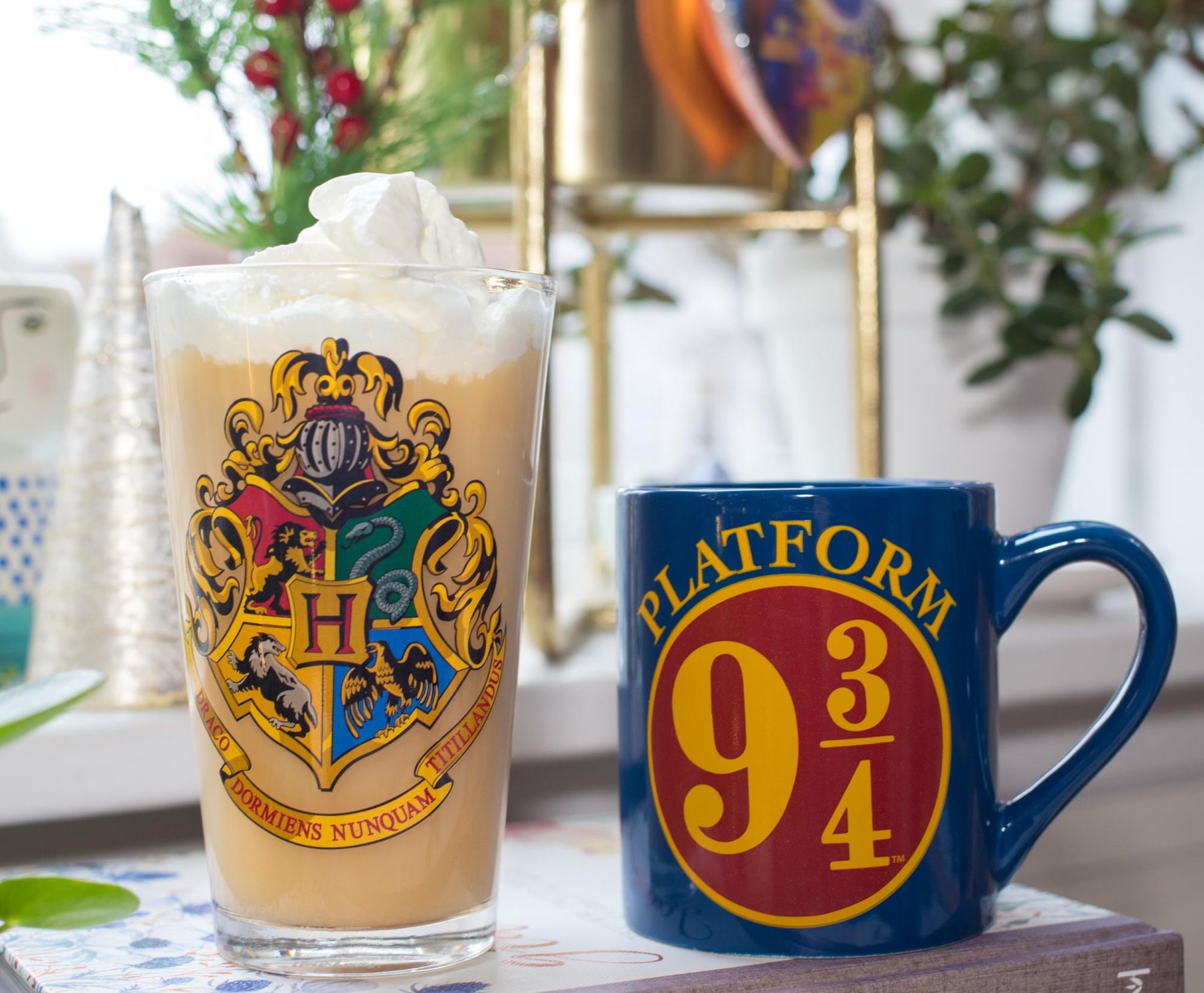 Harry Potter Hogwarts Pint Glass And Platform 9 3/4 Mug Set