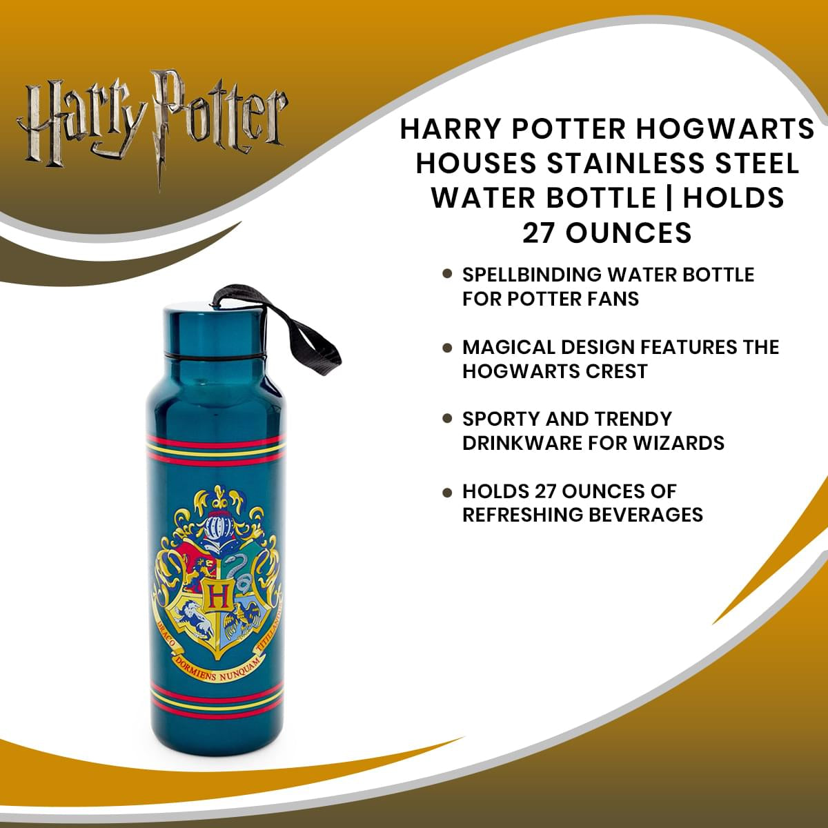 Harry Potter Hogwarts Houses Stainless Steel Water Bottle | Holds 27 Ounces