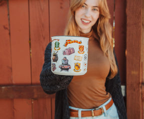 Harry Potter Hogwarts All Over Icons Destination Ceramic Camper Mug | Holds 20 Ounces