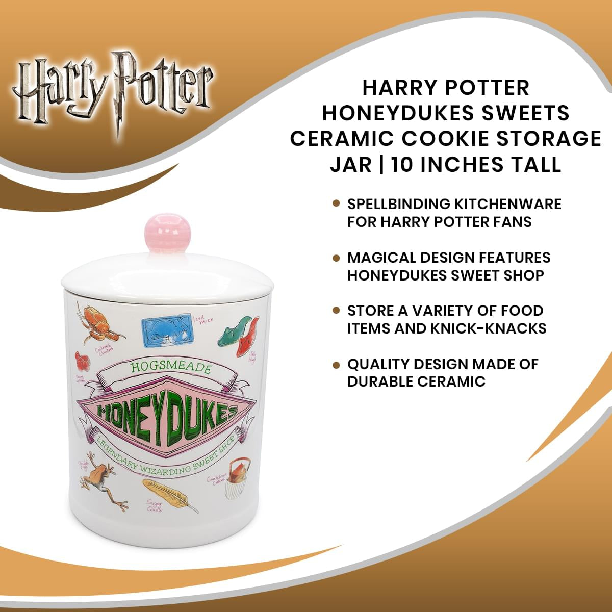 Harry Potter Honeydukes Sweets Ceramic Cookie Storage Jar | 10 Inches Tall