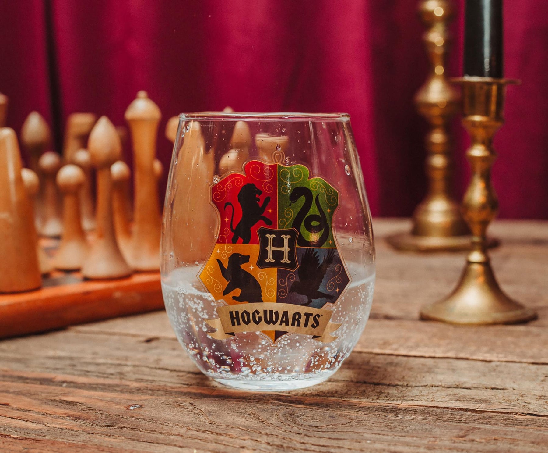 Harry Potter Hogwarts Crest Stemless Wine Glass | Holds 20 Ounces