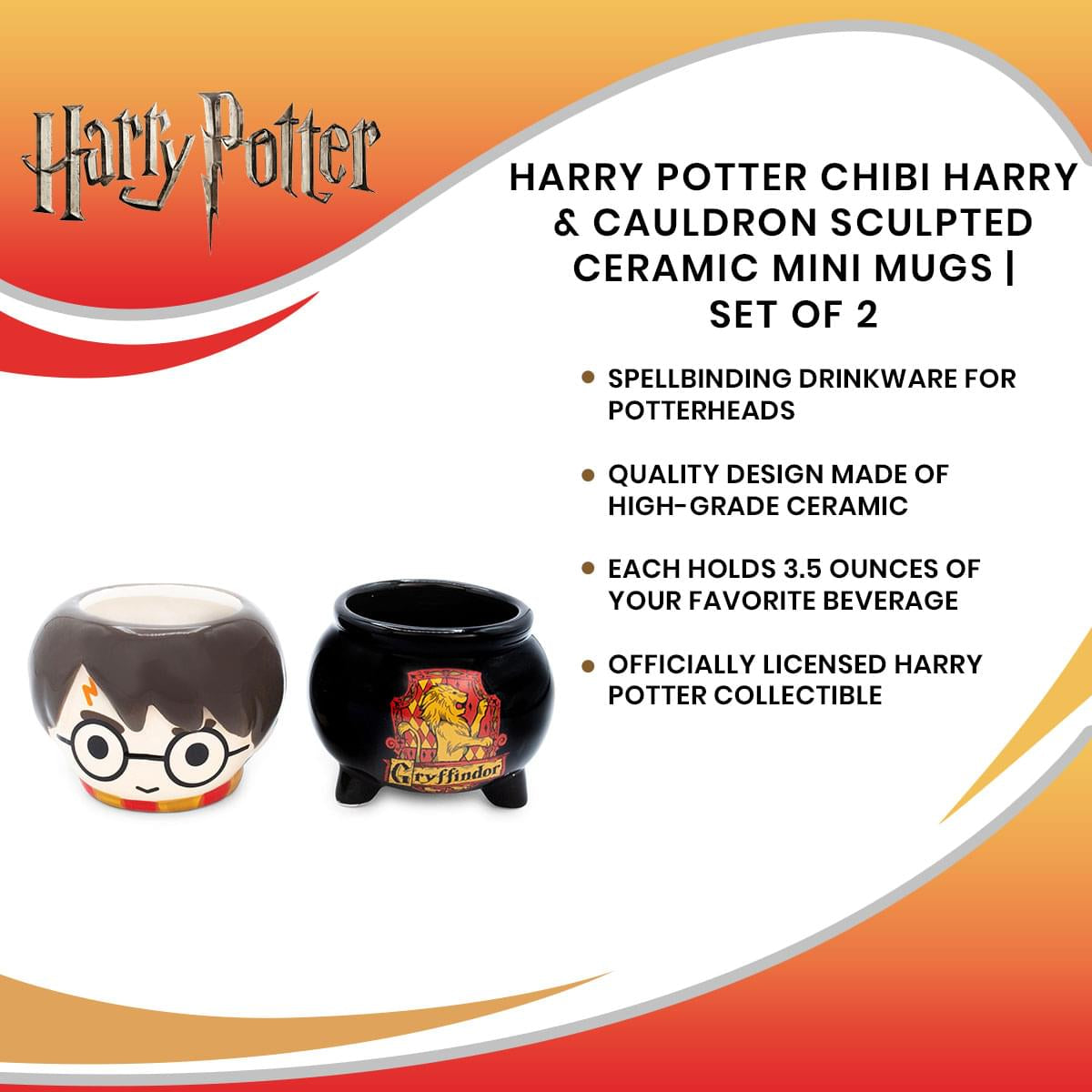 Harry Potter Chibi Harry & Cauldron Sculpted Ceramic Mini Mugs | Set of 2