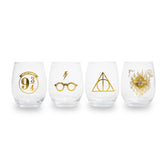 Harry Potter Icons Stemless Wine Glasses, Set Of 4 | Each Holds 20 Ounces
