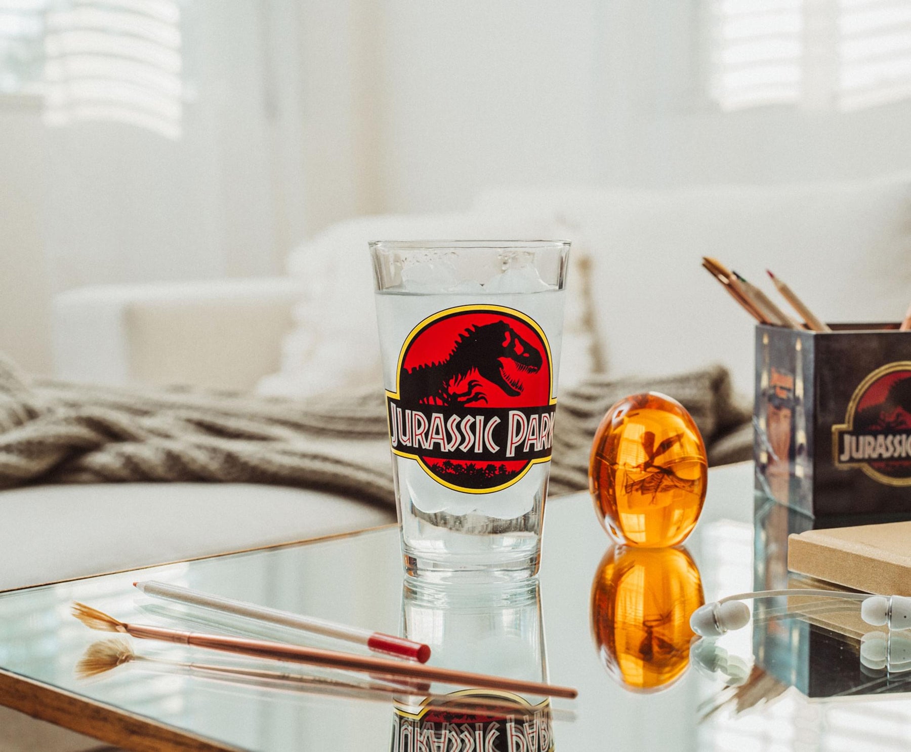 Jurassic Park Logo Pint Glass | Holds 16 Ounces