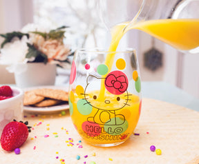 Sanrio Hello Kitty Loves Ice Cream Teardrop Stemless Wine Glass | Holds 20 Ounce